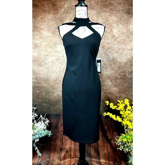 Bebe Halter Neck Bodycon Midi Dress - Black - size S - Picture 2 of 15